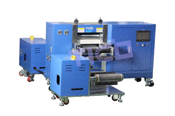 kupić Kalander hydrauliczny termiczny o szerokości 400 mm z nawijarką i odwijarką produkcja online